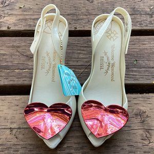 Vivienne Westwood Heart Novelty Jelly Heart Peep Toe Heel - Brand New